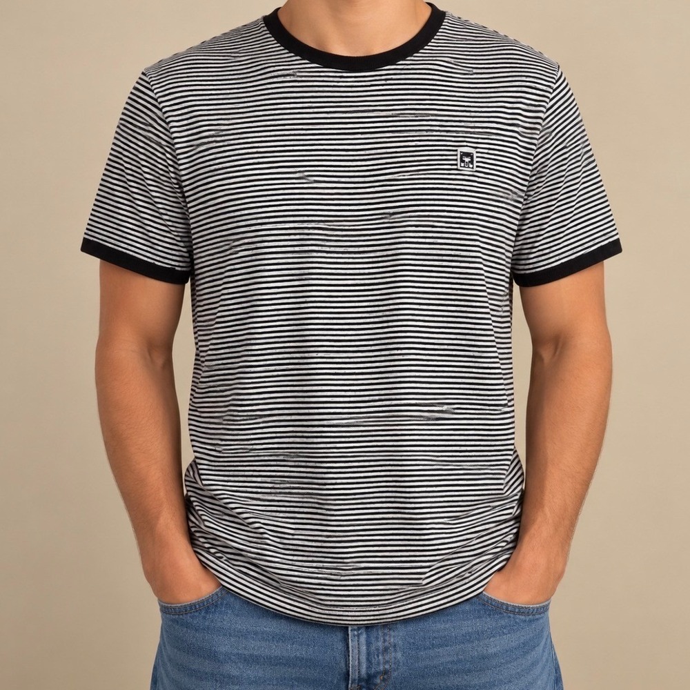 Obey Ringer T-Shirt Small Black White Striped Good Streetwear Logo